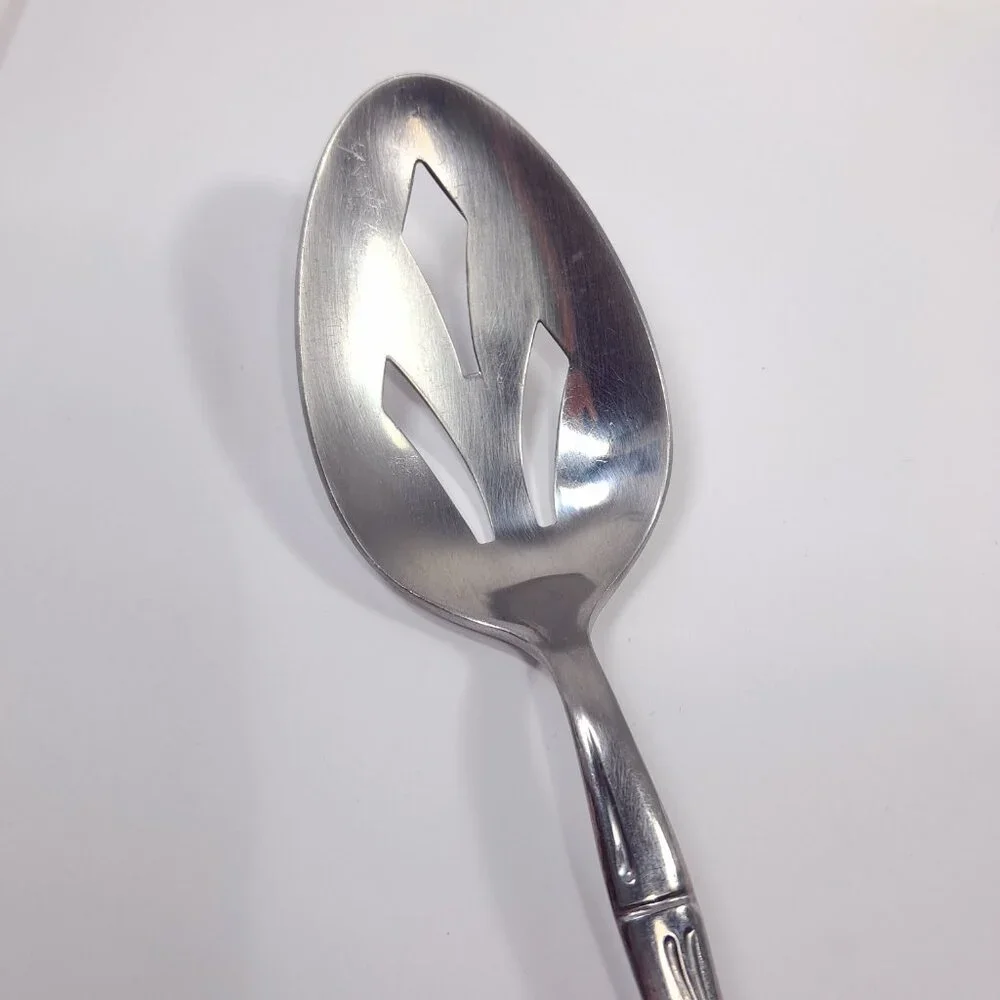 Vintage Reed & Barton Regal Bamboo pierced slotted serving spoon Korea Rebacraft